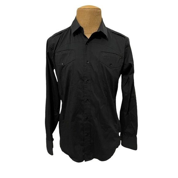 G-Star Other - G Star RAW Men's Long Sleeve Dress Shirt GS3301 Black Pocketed Size Large